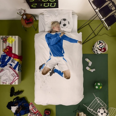 SNURK Soccer Dekbedovertrek Blue Percal - outlet — outlet/retourdeal
