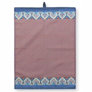Pip Studio Flower Festival Theedoek Blue-Red 50 x 70 cm - outlet — outlet/retourdeal