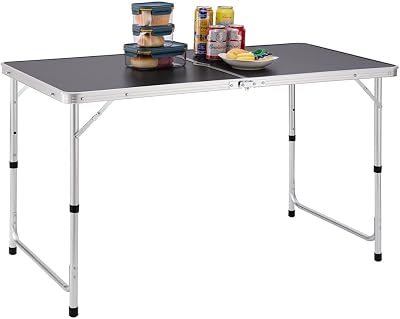 BAKAJI Campingtafel picknick grijs met verstelbare hoogte - outlet/retourdeal