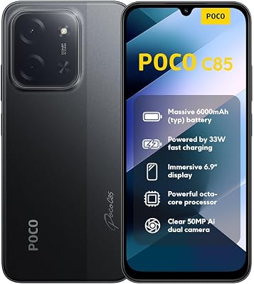POCO C85 6+128 Black (No power adapter included) - outlet/retourdeal