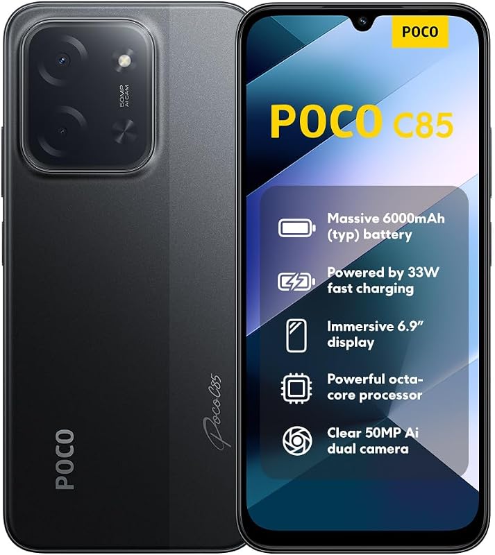 POCO C85 6+128 Black (No power adapter included) - outlet/retourdeal