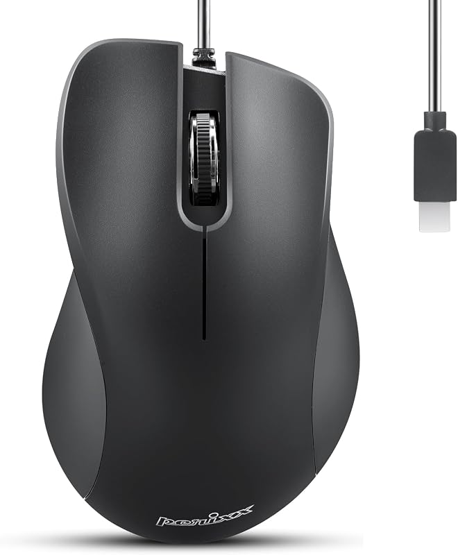 Perixx PERIMICE-221C Ergonomische USB-C Muis met Kabel Optische 1200 - outlet/retourdeal