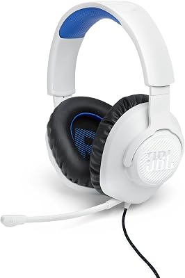 JBL Quantum 100P bedrade over ear gamingheadset in wit/blauw - outlet/retourdeal