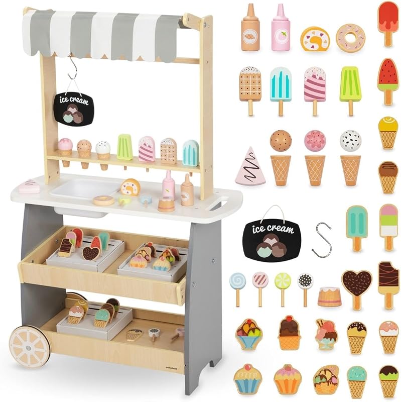 Mamabrum Houten IJssalon op Wielen voor Kinderen 3+ - outlet/retourdeal