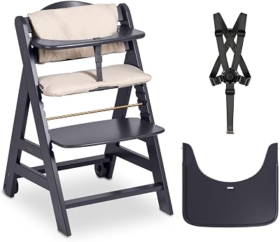 hauck Beta+ Dark Grey Meegroeiende Houten Kinderstoel Set Met Wielen - outlet/retourdeal