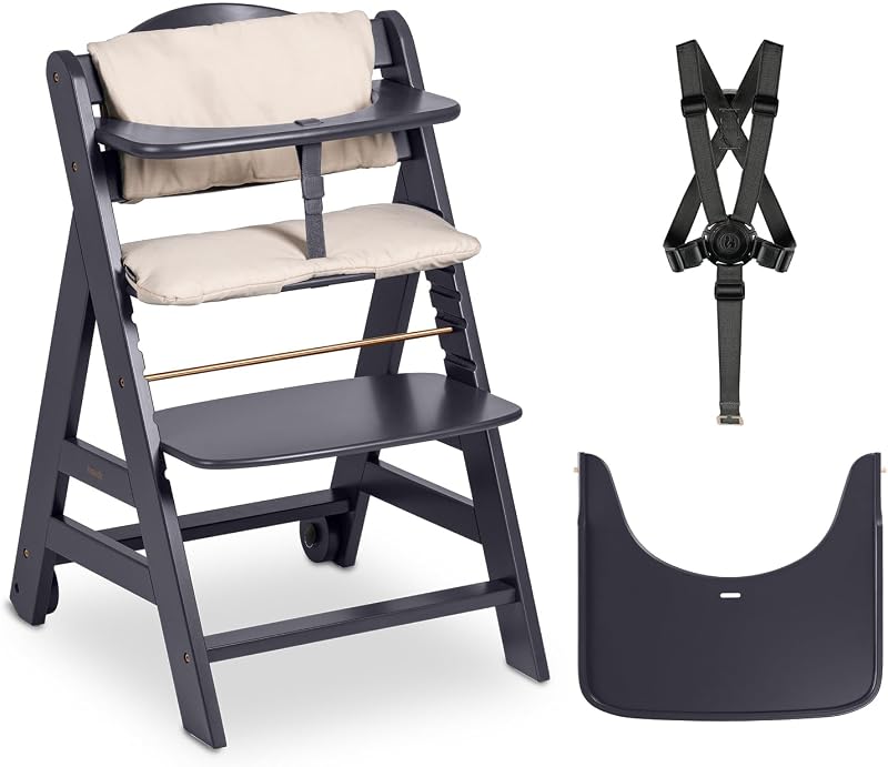 hauck Beta+ Dark Grey Meegroeiende Houten Kinderstoel Set Met Wielen - outlet/retourdeal