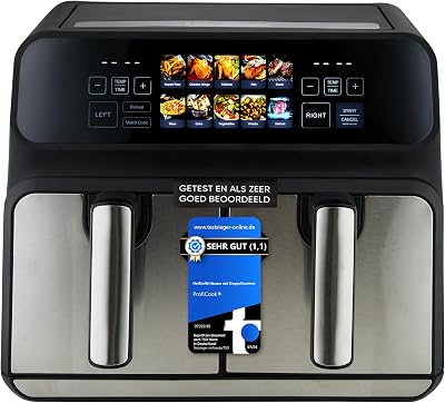 Proficook heteluchtfriteuse met dubbel compartiment van 8 liter - outlet/retourdeal