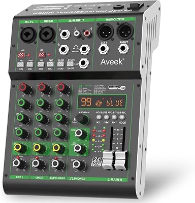 Aveek Audio Mixer Professioneel Geluidsbord Mengpaneel met USB - outlet/retourdeal