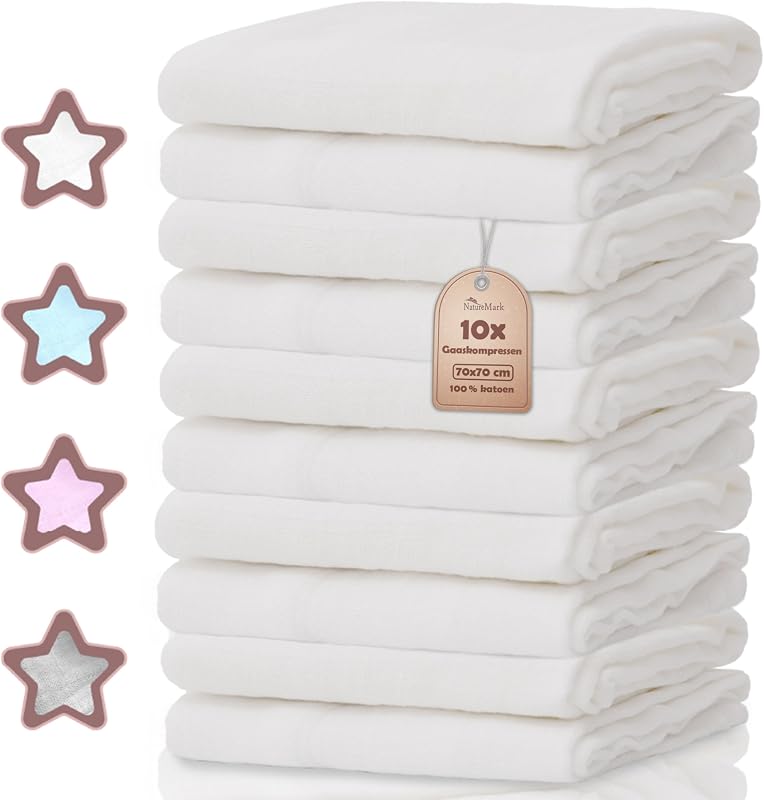 NatureMark Set van 10 Mousseline Doeken voor Baby - outlet/retourdeal