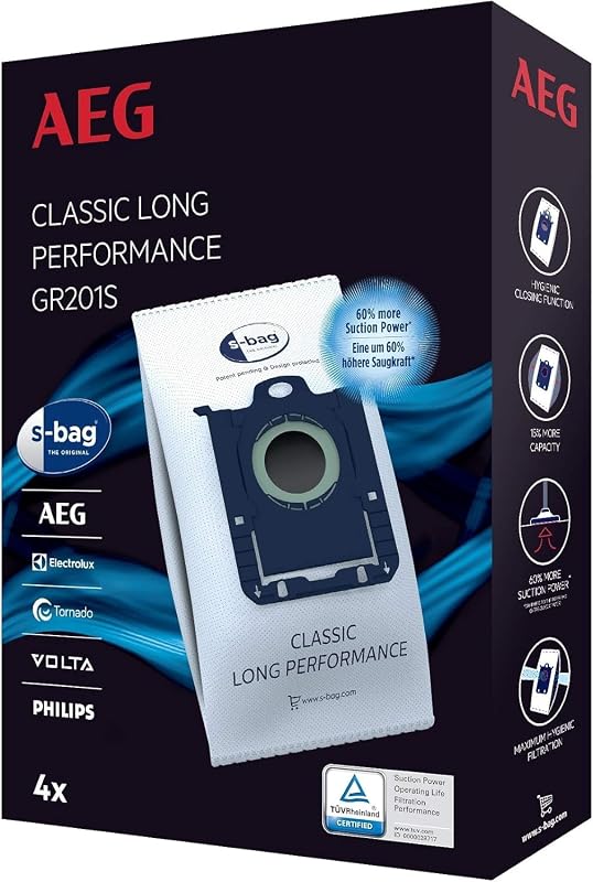 AEG GR201S s-bag stofzak Classic Long Performance (4 stofzuigerzakken - outlet/retourdeal