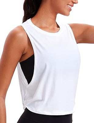 CRZ YOGA Dames Pima Cotton Workout Tank Crop Sport Shirt Mouwloos - outlet/retourdeal