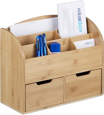 Relaxdays bureau organizer bamboe - outlet/retourdeal