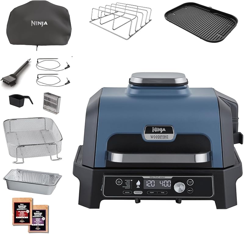 Ninja Woodfire Pro Connect XL Elektrische BBQ Grill & Rookoven met - outlet/retourdeal