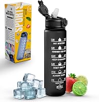 K-MART Sportwaterfles met rietje en tijdmarkering - outlet/retourdeal