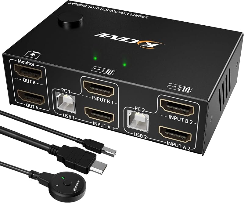 Dual Monitor KVM Switch HDMI 2 Poort 4K@30Hz - outlet/retourdeal