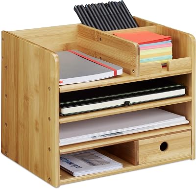Relaxdays bureau organizer bamboe - outlet/retourdeal