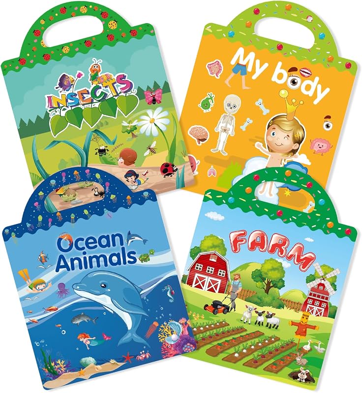 GUYUCOM 4 Pack Herbruikbare Sticker Boeken - outlet/retourdeal