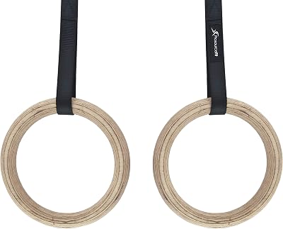 ProsourceFit Houten gymnastiekringen met riemen voor totale - outlet/retourdeal