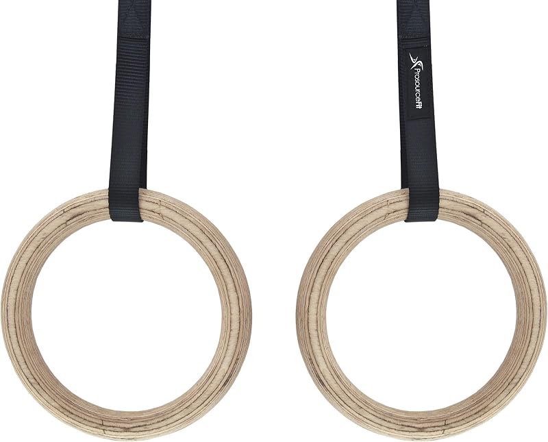 ProsourceFit Houten gymnastiekringen met riemen voor totale - outlet/retourdeal