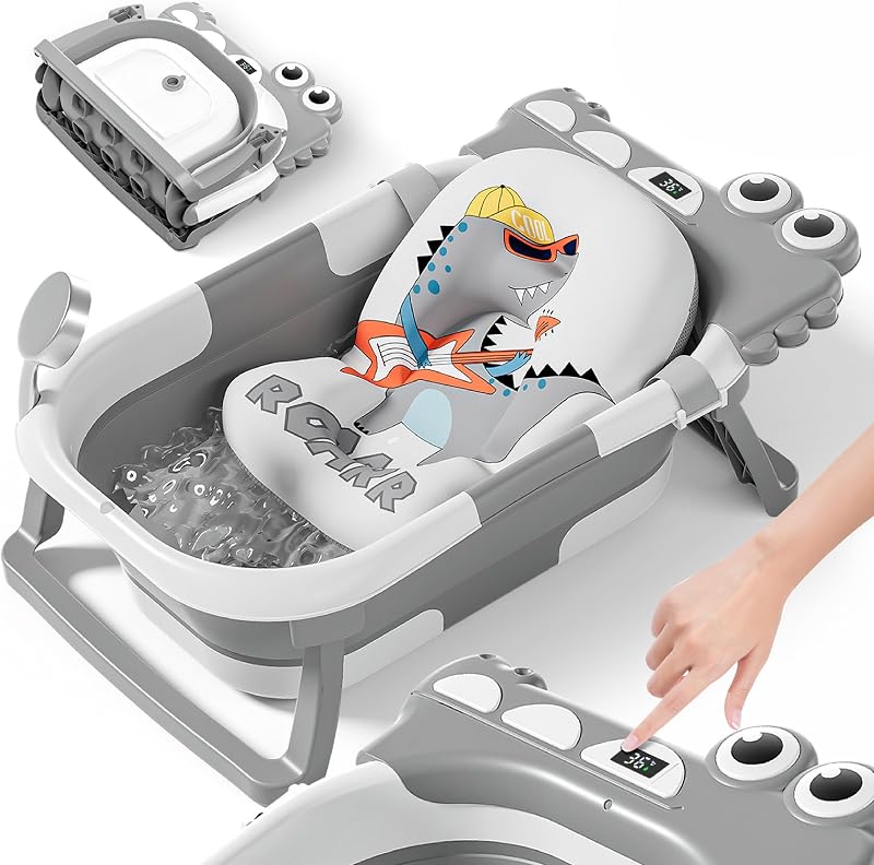 Opvouwbaar babybad met badkussen en geïntegreerde thermometer - outlet/retourdeal