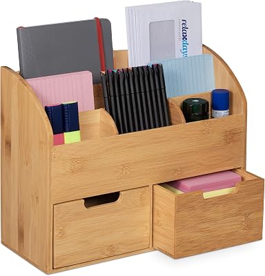 Relaxdays bureau organizer bamboe - outlet/retourdeal