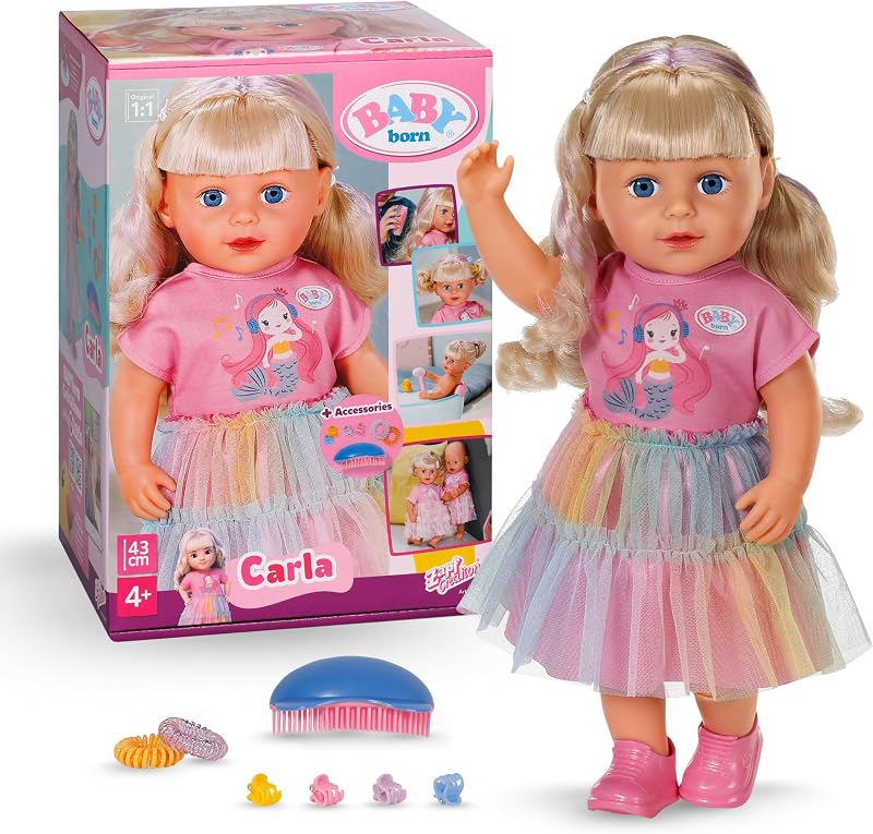 BABY geboren Carla 43 cm pop met lang blond haar en highlights - outlet/retourdeal