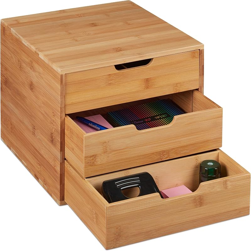 Relaxdays bureau organizer bamboe - outlet/retourdeal