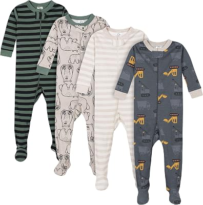 Gerber 4-pack Footed Pajamas baby-jongens Baby en peuter Slaappakjes - outlet/retourdeal