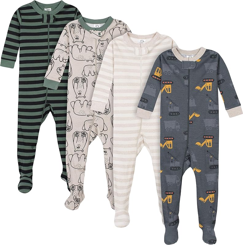Gerber 4-pack Footed Pajamas baby-jongens Baby en peuter Slaappakjes - outlet/retourdeal